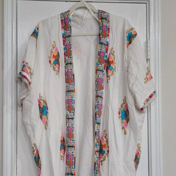 Anthropologie Tops - NWOT Gorgeous ANTHROPOLOGIE RD+KOKO EMBROIDERED CARDIGAN KIMONO White Multi